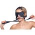 Maschera in pelle per testa con morso e guinzaglio di ZADO (nera) 