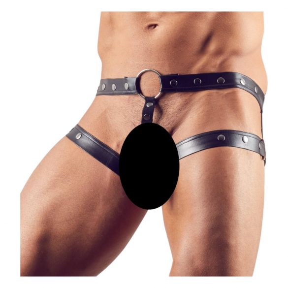 Svenjoyment - Imbracatura con anello per il pene (nero) - M/L 