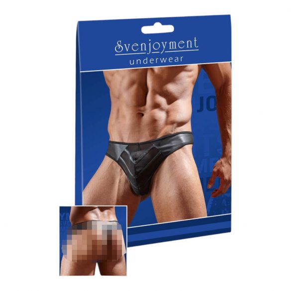 Tanga maschile sexy con accento trasparente (nero)  - M