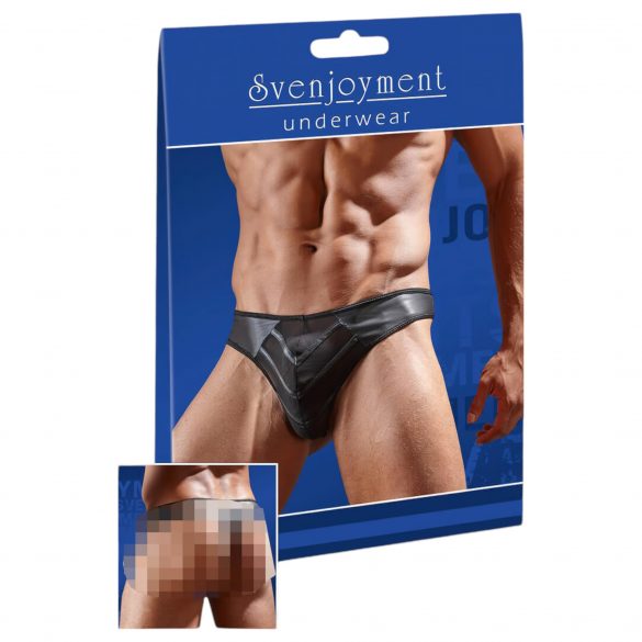 Tanga maschile sexy con accento trasparente (nero)  - M