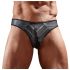 Tanga maschile sexy con accento trasparente (nero)  - L