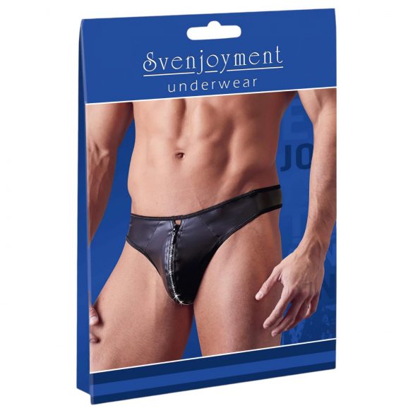 Svenjoyment - perizoma uomo lucido con zip e strass (nero) - M