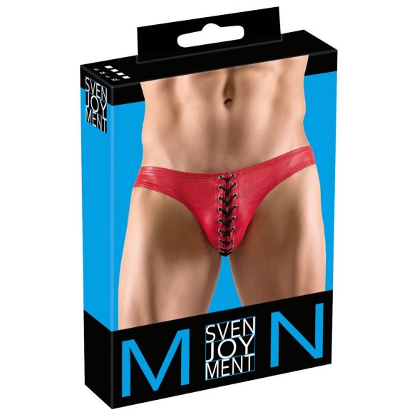 Slip da uomo lucido con lacci frontali nero (rosso) Svenjoyment 