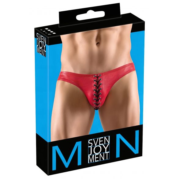 Slip da uomo lucido con lacci frontali nero (rosso) Svenjoyment 