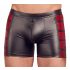 Boxer Sexy da Uomo con Strisce Laterali Bordeaux e Cerniera (Nero) 