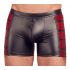 Boxer Sexy da Uomo con Strisce Laterali Bordeaux e Cerniera (Nero)  - M