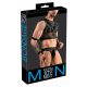 Set Svenjoyment in rete - maglia trasparente e jockstrap uomo con menotte (nero) 