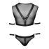 Set Svenjoyment in rete - maglia trasparente e jockstrap uomo con menotte (nero) 