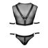 Set Svenjoyment in rete - maglia trasparente e jockstrap uomo con menotte (nero)  - M