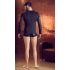 Maglia maschile trasparente con dettagli in rete e spalline incrociate - NEK (nera)  - M