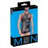 Maglietta maschile sexy con zip e borchie (nera)  - M