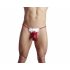 Tanga Uomo Brillante Rosso con Piume Bianche - Sorpresa Erotica (S-L) 