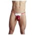 Tanga Uomo Brillante Rosso con Piume Bianche - Sorpresa Erotica (S-L) 