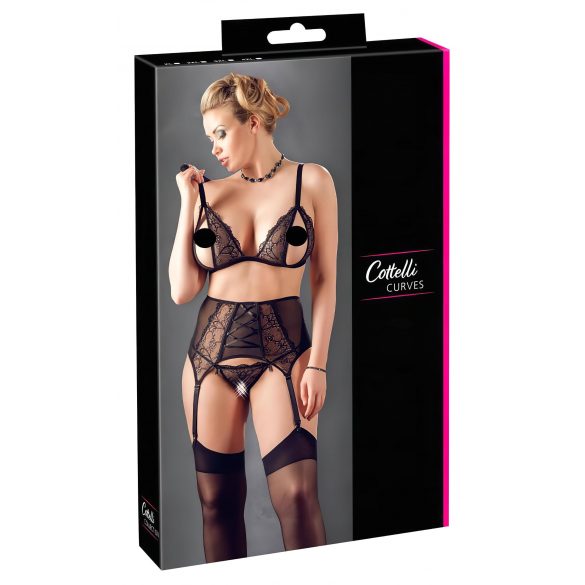 Cottelli Taglie Forti - Set lingerie in pizzo (nero) - XXL