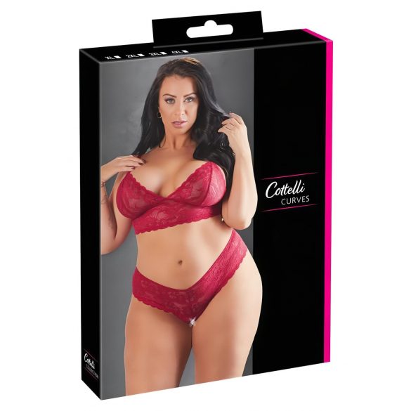 Set Lingerie in Pizzo Morbido Plus Size Cottelli (rosso) 