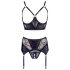 Set Intimo Luccicante con Pizzi Abierta Fina (nero) 