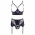 Set Intimo Luccicante con Pizzi Abierta Fina (nero) 