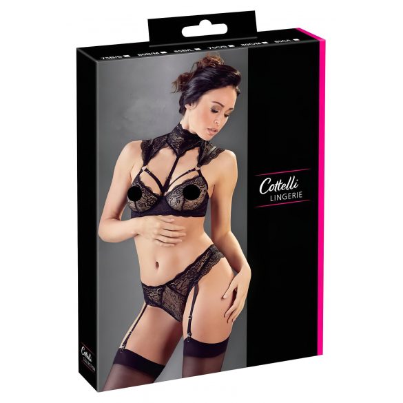 Set di Biancheria Intima in Pizzo con Colletto Cottelli (Nero)  - 80B/M