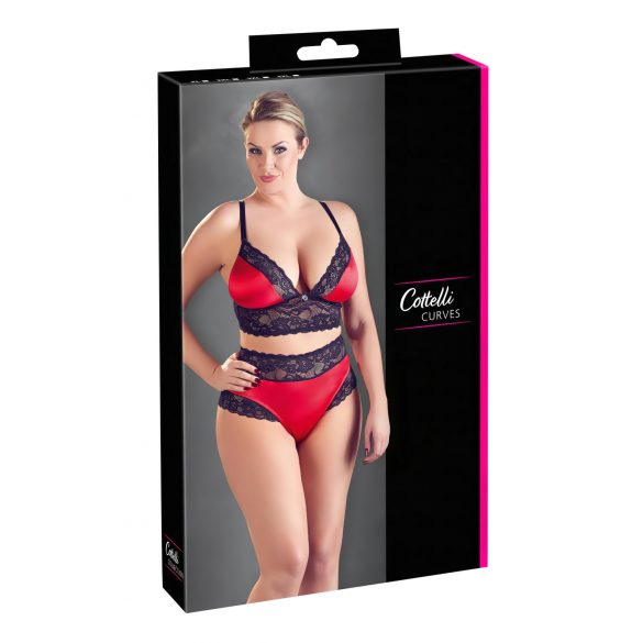 Intimo Sexy in Pizzo e Raso Plus Size (nero-rosso) 