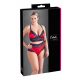 Intimo Sexy in Pizzo e Raso Plus Size (nero-rosso)  - 2XL