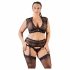 Set Intimo Plus Size in Pizzo con Strass Cottelli (nero) 