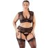 Set Intimo Plus Size in Pizzo con Strass Cottelli (nero)  - 2XL