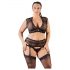 Cottelli Taglie Forti - completo intimo in pizzo con strass (nero) - 2XL