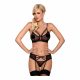 Set Intimo con Pizzo Floreale e Strass Obsessive 818-SEG-1 (Nero) 