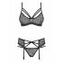 Set Intimo con Pizzo Floreale e Strass Obsessive 818-SEG-1 (Nero) 