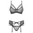 Set Intimo con Pizzo Floreale e Strass Obsessive 818-SEG-1 (Nero) 