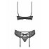 Set Intimo con Pizzo Floreale e Strass Obsessive 818-SEG-1 (Nero) 