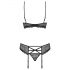 Set Intimo con Pizzo Floreale e Strass Obsessive 818-SEG-1 (Nero) 