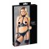 Set di Lingerie Bondage Lucido con Manette (nero)  - M