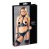 Set di Lingerie Bondage Lucido con Manette (nero)  - XL