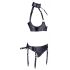 Set di Lingerie Bondage Lucido con Manette (nero)  - XL