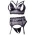 Set di Lingerie in Pizzo Lucido con Manette Bondage - Cottelli Collection (Nero) 