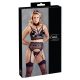 Set di Lingerie in Pizzo Lucido con Manette Bondage - Cottelli Collection (Nero)  - M