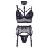 Set di Lingerie in Pizzo Lucido con Manette Bondage - Cottelli Collection (Nero)  - M