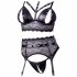 Set di Lingerie in Pizzo Lucido con Manette Bondage - Cottelli Collection (Nero)  - XL