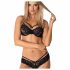 Set di lingerie con reggiseno in pizzo rose e spalline Obsessive 860-SET-1 (nero) 