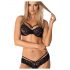 Obsessive 860-SET-1 - Set reggiseno in pizzo nero con dettagli floreali sensuali