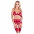 Set di Lingerie Rosso Scintillante con Catene di Strass - Abierta Fina 