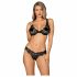 Set di lingerie Obsessive Luvae con strass e motivi floreali (nero) 