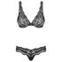 Set di lingerie Obsessive Luvae con strass e motivi floreali (nero) 