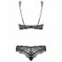 Set di lingerie Obsessive Luvae con strass e motivi floreali (nero)  - L/XL