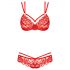 Obsessive 860-SET-3 - Set in pizzo rosso floreale con spalline