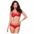 Set Intimo in Pizzo con Rose e Spalline Obsessive 860-SET-3 (Rosso)  - L/XL