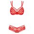 Set Intimo in Pizzo con Rose e Spalline Obsessive 860-SET-3 (Rosso)  - L/XL