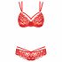 Set Intimo in Pizzo con Rose e Spalline Obsessive 860-SET-3 (Rosso)  - L/XL