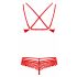 Set Intimo in Pizzo con Rose e Spalline Obsessive 860-SET-3 (Rosso)  - L/XL